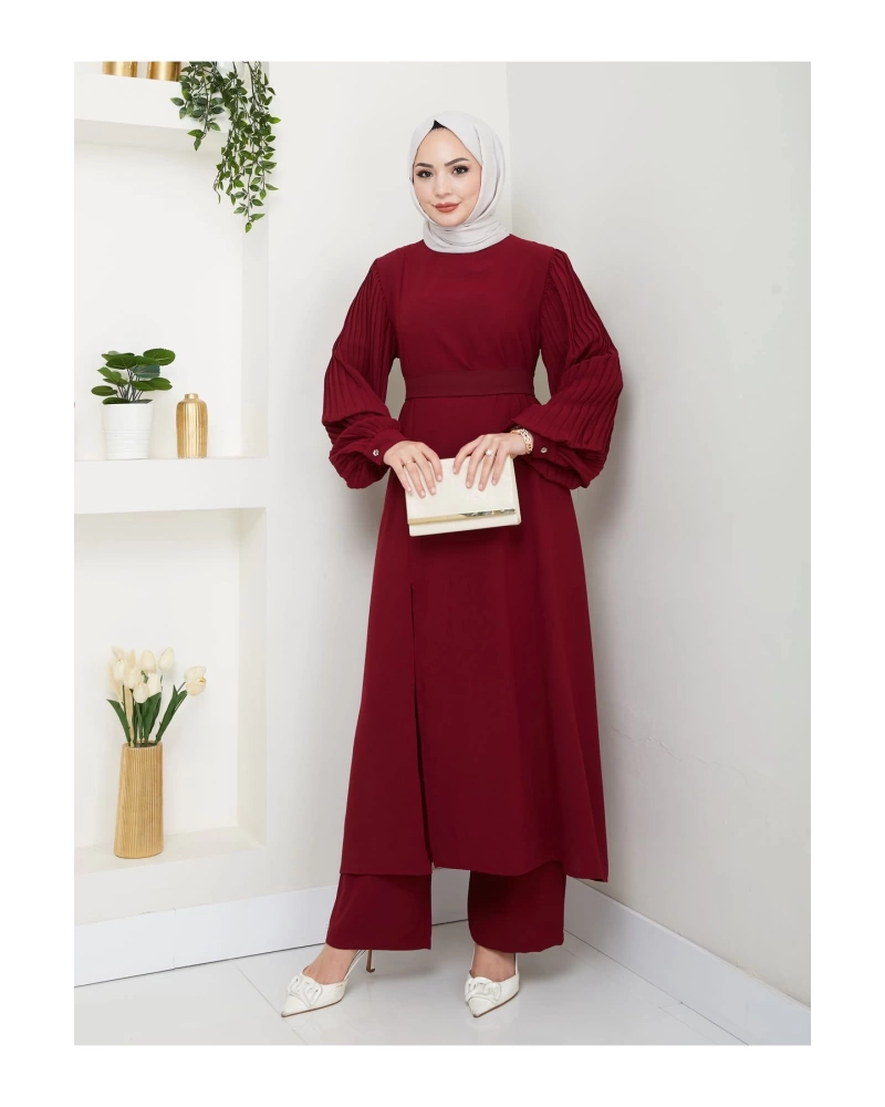 UZUN TAKIM 120CM BOY ÖNDEN YIRTMAÇLI KOLU PİLİSELİ PANTOLON TAKIM 840