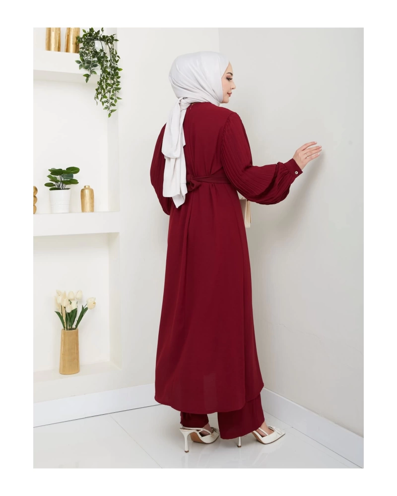 UZUN TAKIM 120CM BOY ÖNDEN YIRTMAÇLI KOLU PİLİSELİ PANTOLON TAKIM 840