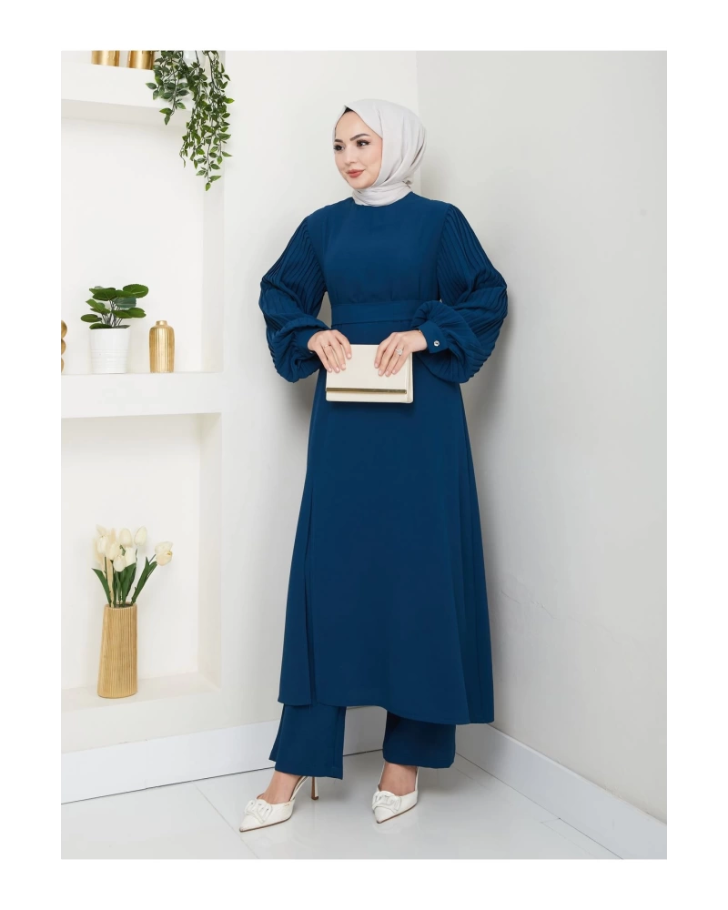 UZUN TAKIM 120CM BOY ÖNDEN YIRTMAÇLI KOLU PİLİSELİ PANTOLON TAKIM 840