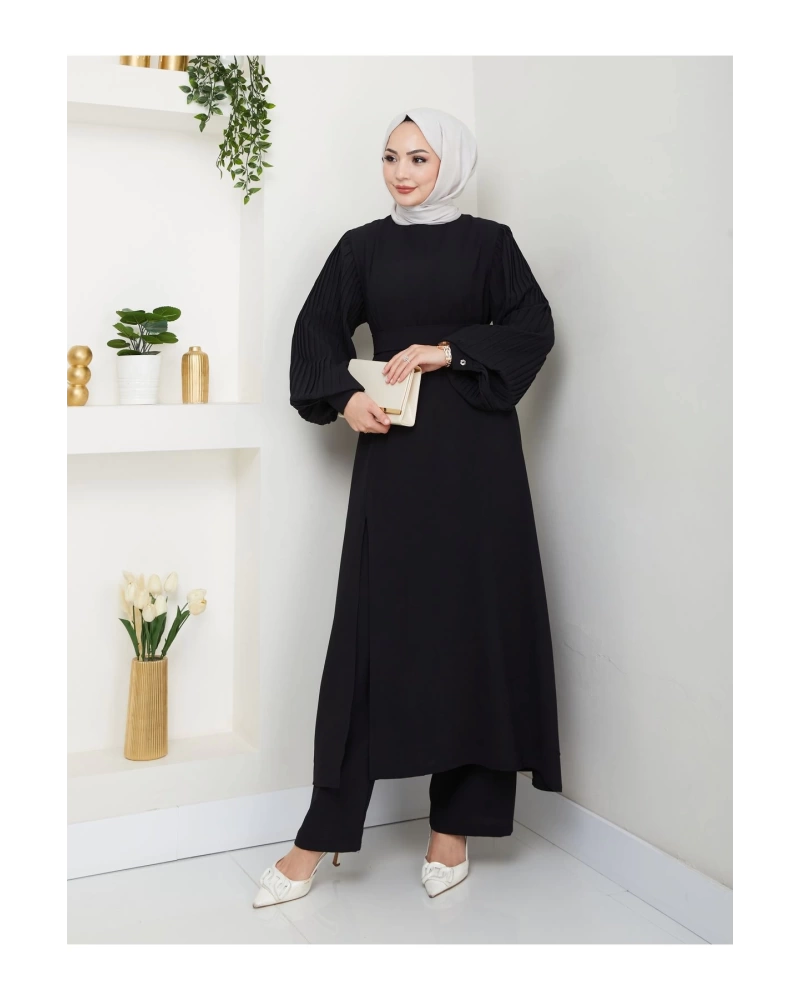 UZUN TAKIM 120CM BOY ÖNDEN YIRTMAÇLI KOLU PİLİSELİ PANTOLON TAKIM 840