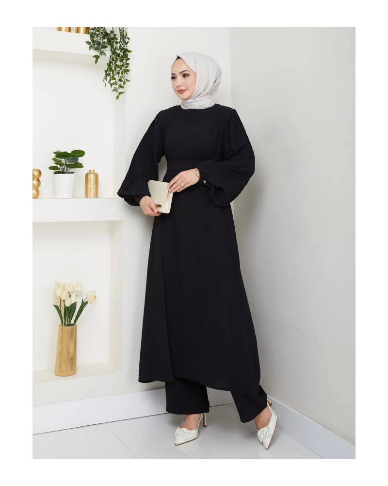UZUN TAKIM 120CM BOY ÖNDEN YIRTMAÇLI KOLU PİLİSELİ PANTOLON TAKIM 840