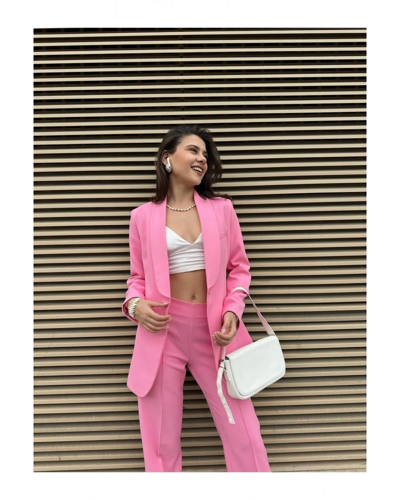 KADIN KUŞAKLI BLAZER CEKET PANTOLON TAKIM ASTARLİ