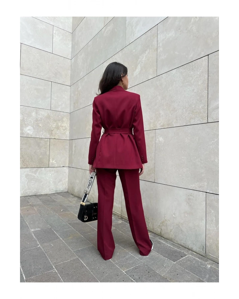 KADIN KUŞAKLI BLAZER CEKET PANTOLON TAKIM ASTARLİ