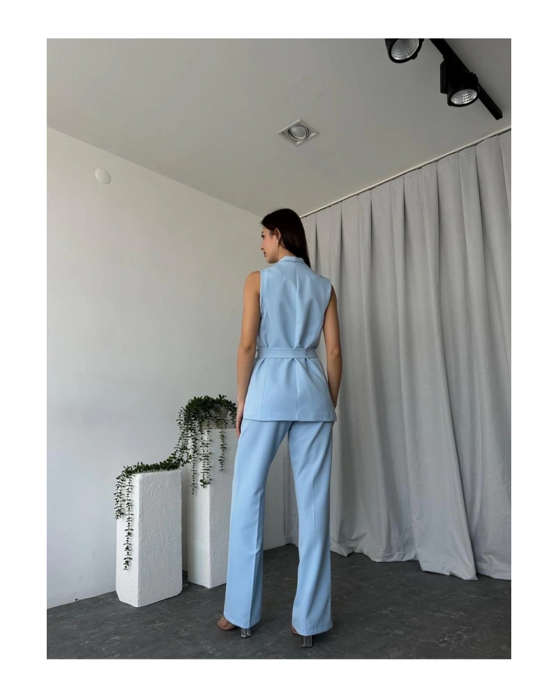 KADIN LEİLA YELEK PANTOLON TAKIM ASTARLİ KUŞAKLI