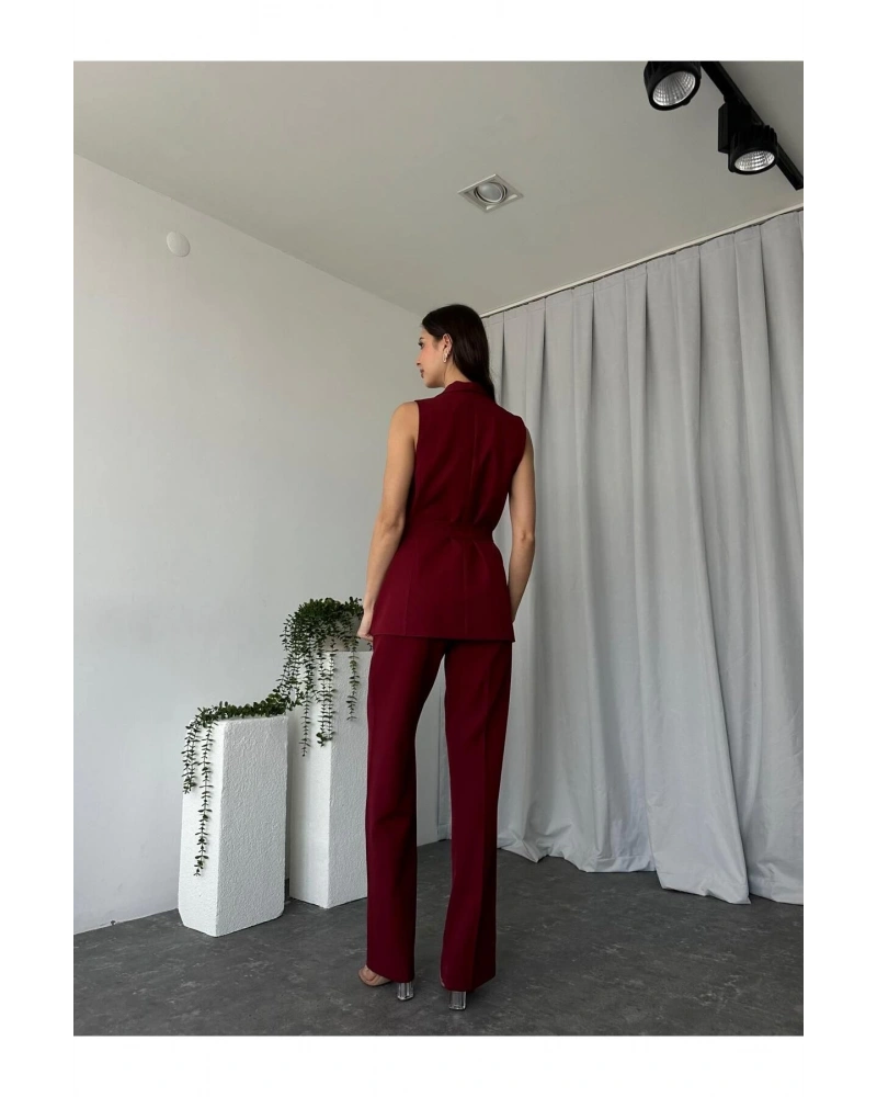 KADIN LEİLA YELEK PANTOLON TAKIM ASTARLİ KUŞAKLI