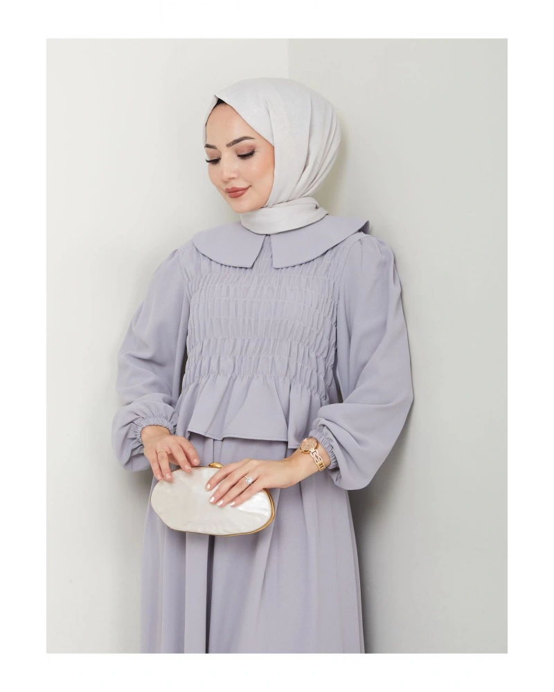 ETEKLI GİPELİ BLUZ BEBE YAKA TESETTÜR TAKIM