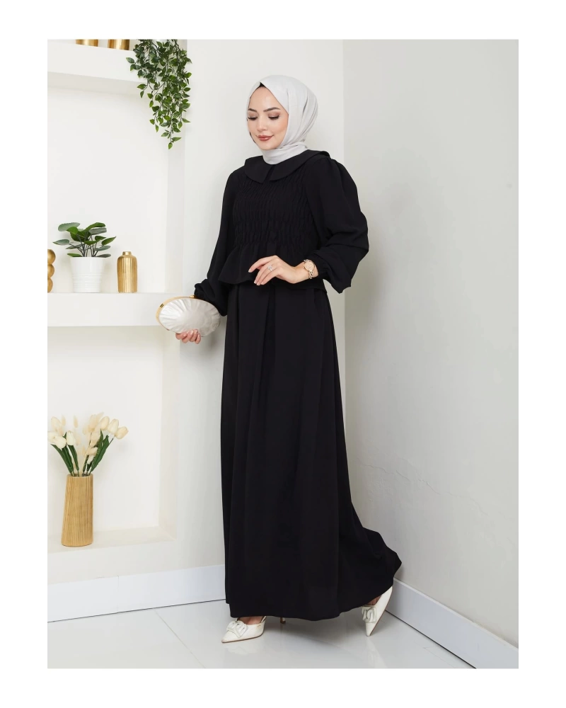 ETEKLI GİPELİ BLUZ BEBE YAKA TESETTÜR TAKIM