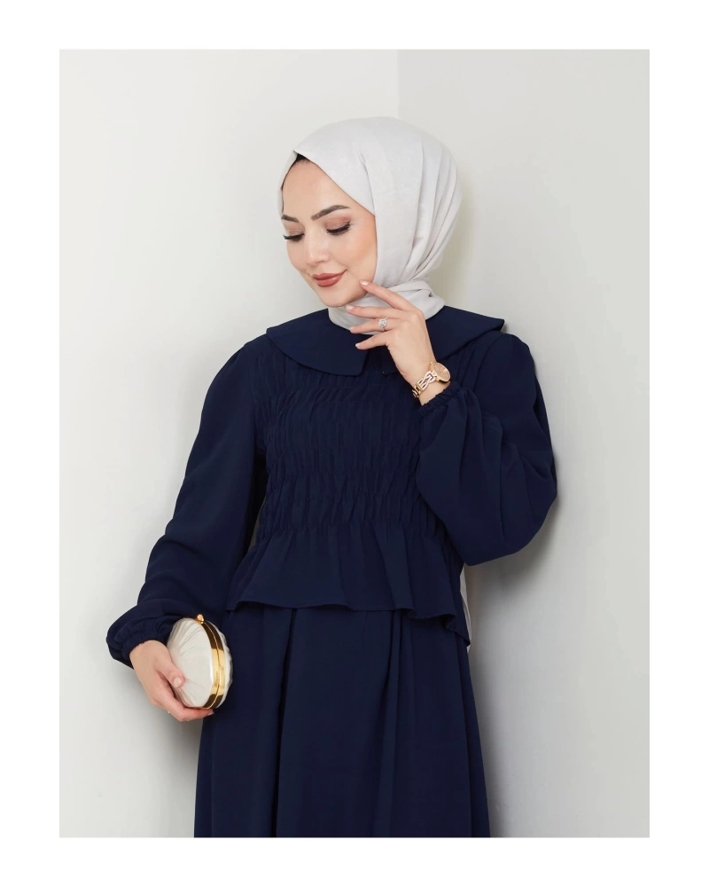 ETEKLI GİPELİ BLUZ BEBE YAKA TESETTÜR TAKIM