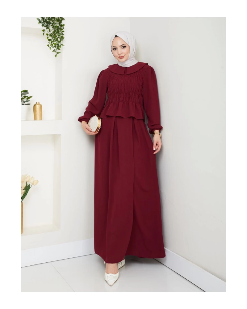 ETEKLI GİPELİ BLUZ BEBE YAKA TESETTÜR TAKIM