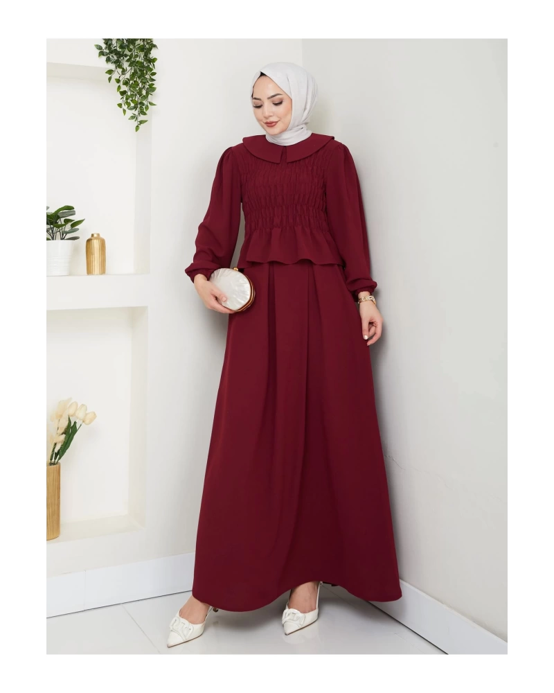 ETEKLI GİPELİ BLUZ BEBE YAKA TESETTÜR TAKIM