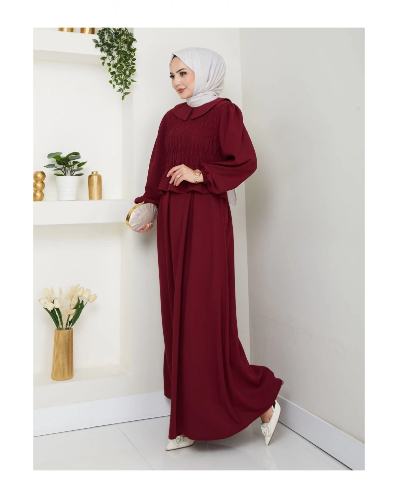 ETEKLI GİPELİ BLUZ BEBE YAKA TESETTÜR TAKIM