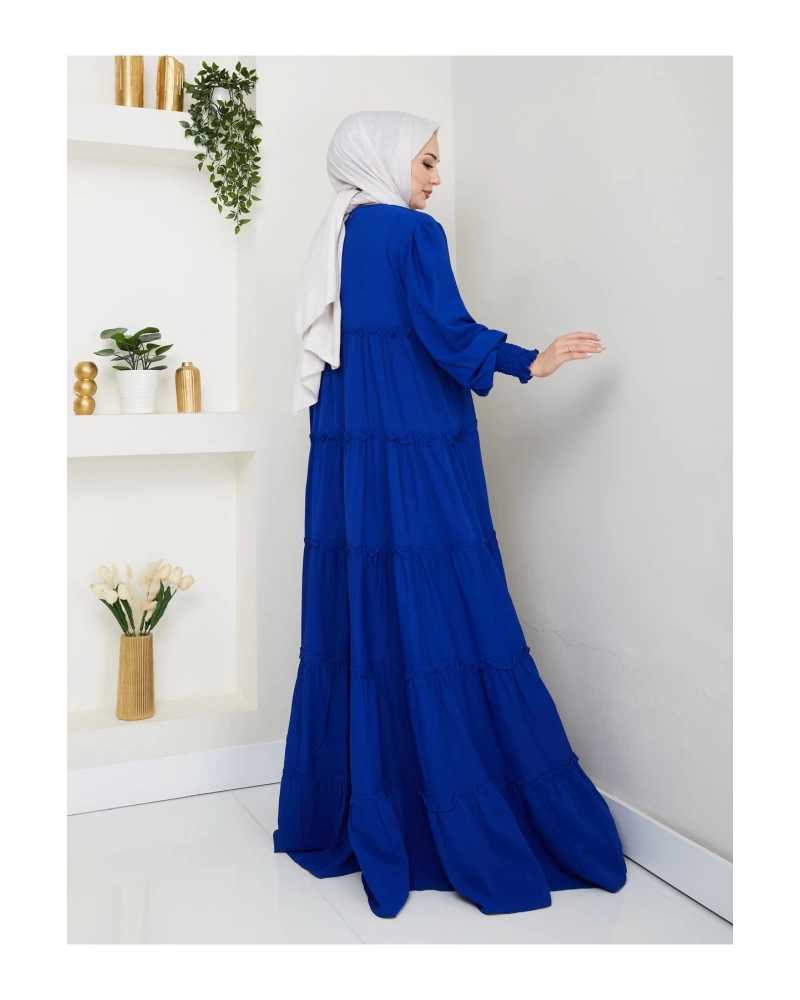 KATLI ELBİSE GİPELİ MANŞET KOLU TESETTÜR ELBİSE