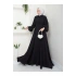 GÖMLEK YAKA ELBİSE KUŞAKLI FULL DÜĞME KAPAMA 2401 SİYAH