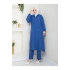 UZUN BOY CEPLE YARI FERMUARLI AYROBİN TESETTÜR TAKIM BÜYÜK BEDEN MAVİ 846