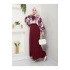 DESENLİ GÖMLEK ETEĞİ PLİSELİ TESETTÜR ETEK TAKIM 7452 BORDO