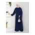 Taşli Abaya Tesettür Giyim Kadin Ferace Elbise Siyah