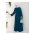 Taşli Abaya Tesettür Giyim Kadin Ferace Elbise Siyah