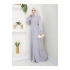 TAŞLİ ABAYA TESETTÜR GIYIM KADIN FERACE ELBISE GRİ
