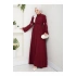 KOLU ÇİÇEK NAKIŞ DETAYLI TESETTÜR KADIN ABİYE ELBİSE BORDO