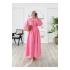 POPLİN KUMAŞ ÖNÜ NERVÜLLÜ BİYELİ ELBİSE PEMBE
