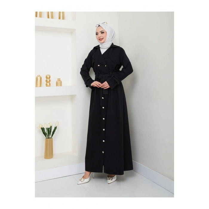 ETEKLİ CEKETLİ SİYAH KOT TESETTÜR TAKIM