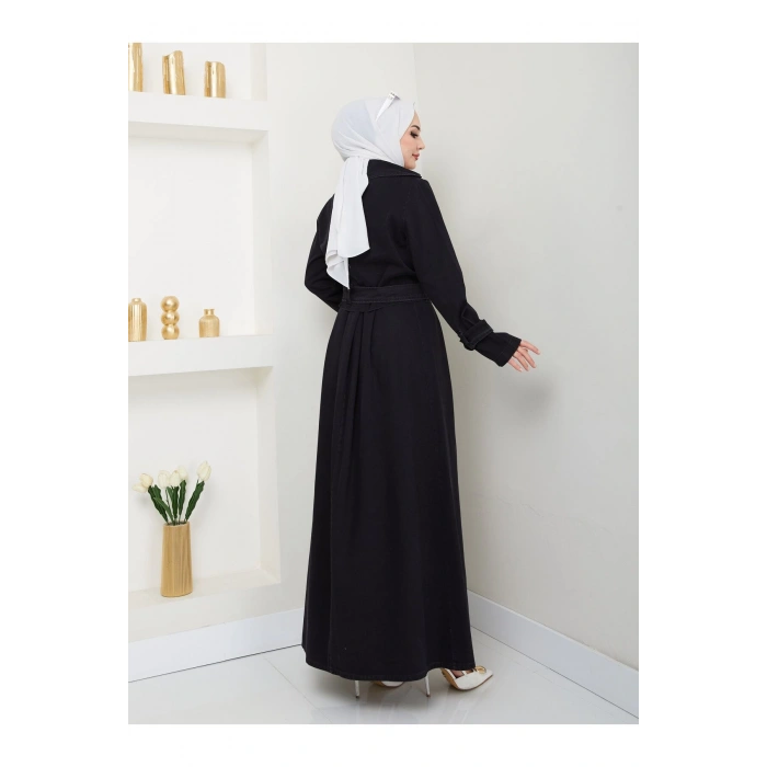 ETEKLİ CEKETLİ SİYAH KOT TESETTÜR TAKIM