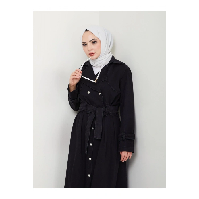 ETEKLİ CEKETLİ SİYAH KOT TESETTÜR TAKIM