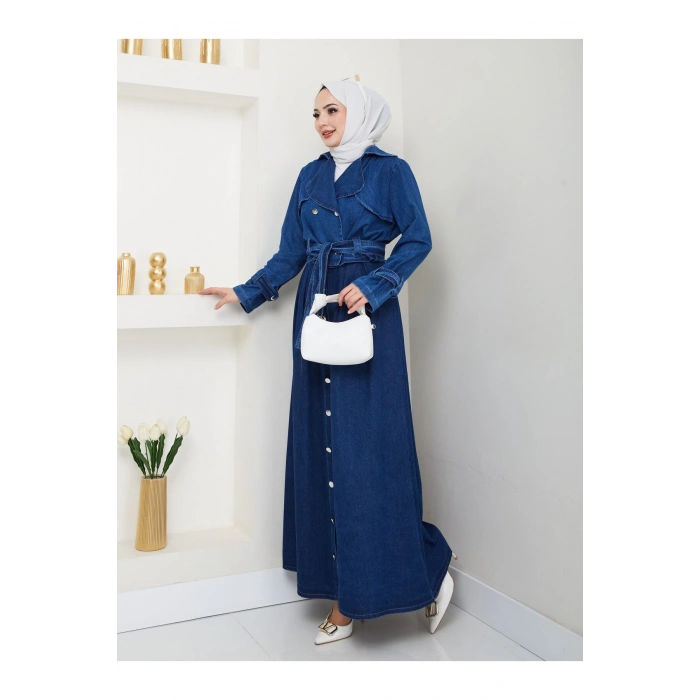 ETEKLİ CEKETLİ KOYU KOT TESETTÜR TAKIM