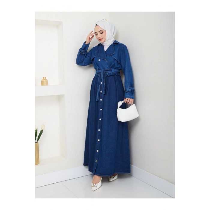 ETEKLİ CEKETLİ KOYU KOT TESETTÜR TAKIM