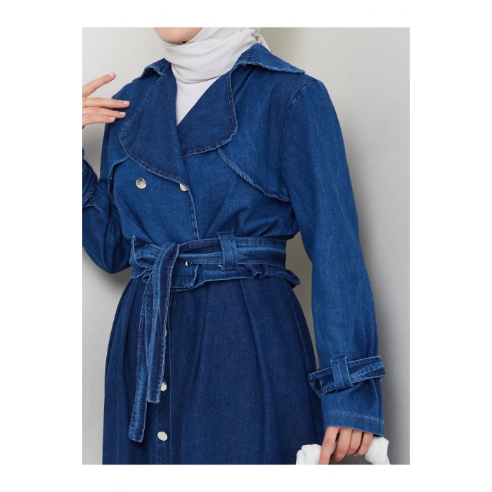 ETEKLİ CEKETLİ KOYU KOT TESETTÜR TAKIM