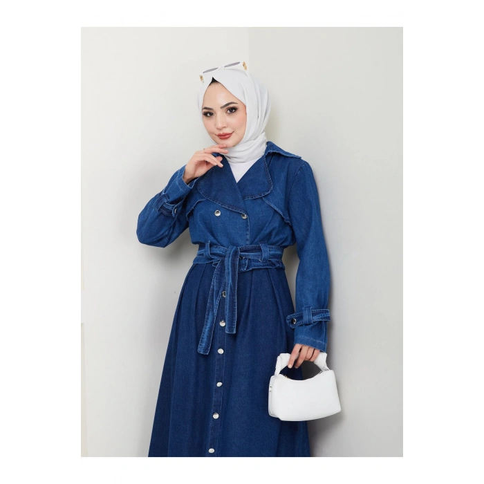 ETEKLİ CEKETLİ KOYU KOT TESETTÜR TAKIM