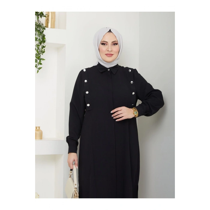 UZUN BOY GÖMLEK TAKIM  BATTAL TESETTÜR TAKIM SİYAH