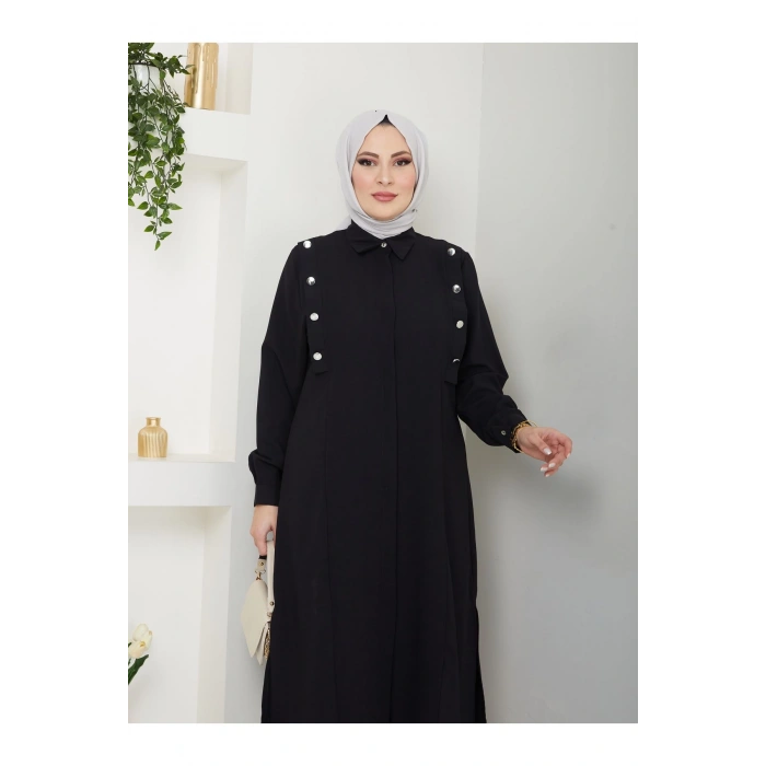 UZUN BOY GÖMLEK TAKIM  BATTAL TESETTÜR TAKIM SİYAH