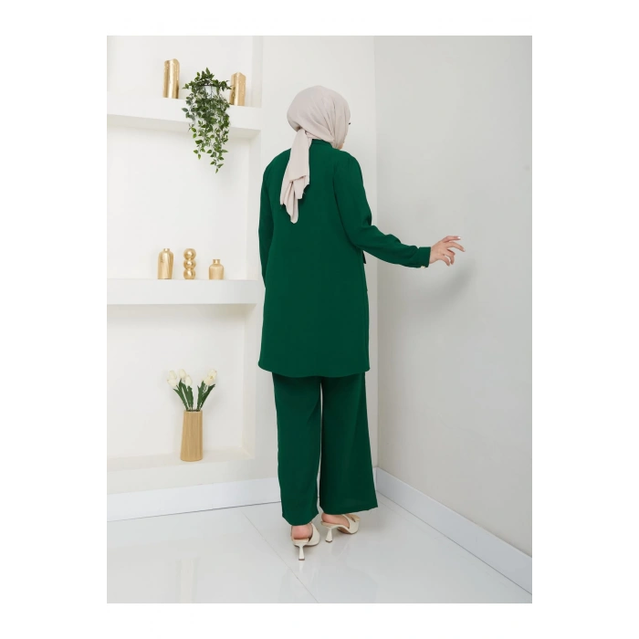 UZUN BOY GÖMLEK TAKIM  BATTAL TESETTÜR TAKIM ZÜMRÜT