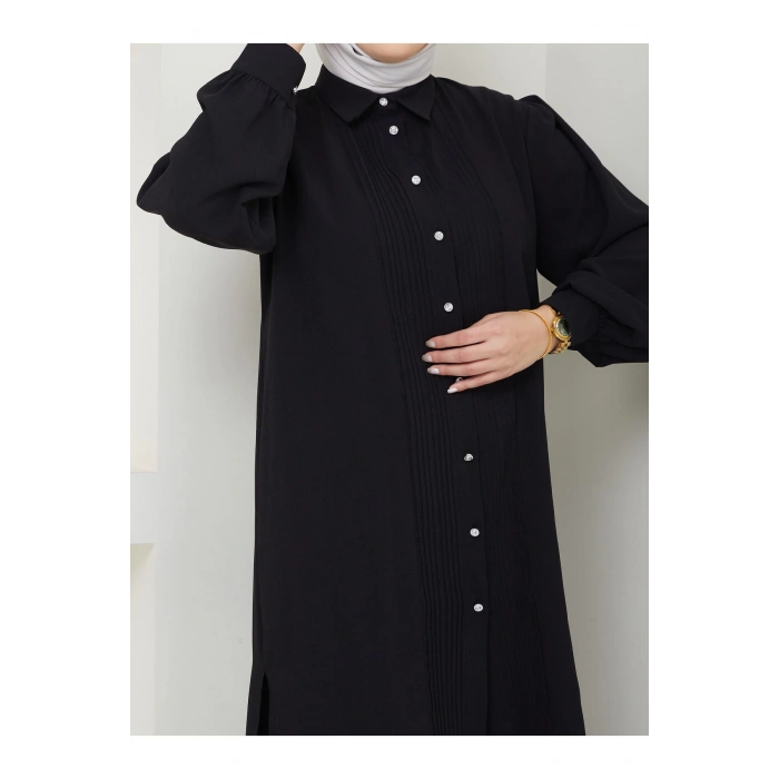 UZUN BOY GÖMLEK TAKIM  BATTAL TESETTÜR TAKIM SİYAH