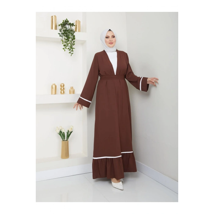 KADIN TESETTÜR ELBİSE İKİLİ ABAYA TAKIM KAHVE