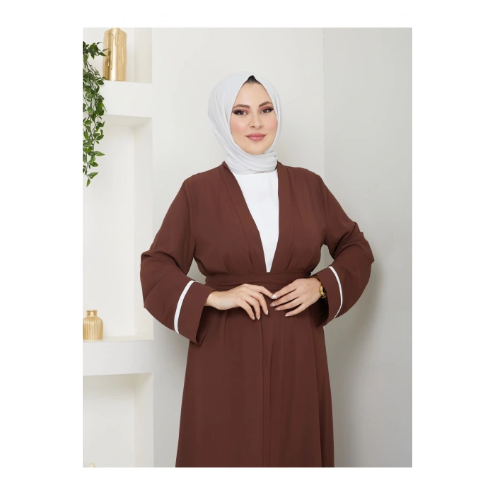 KADIN TESETTÜR ELBİSE İKİLİ ABAYA TAKIM KAHVE