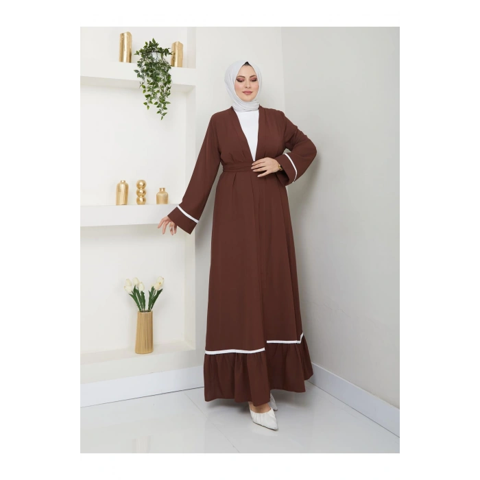 KADIN TESETTÜR ELBİSE İKİLİ ABAYA TAKIM KAHVE