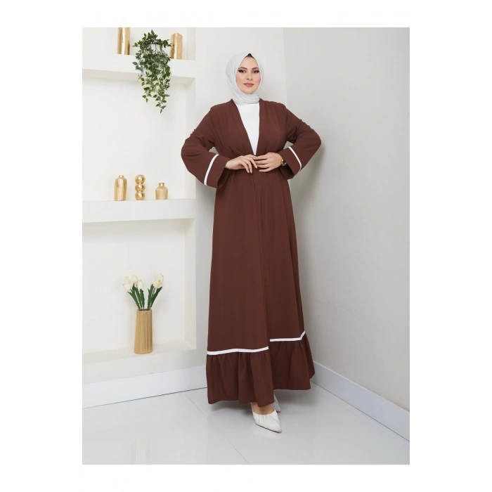 KADIN TESETTÜR ELBİSE İKİLİ ABAYA TAKIM KAHVE