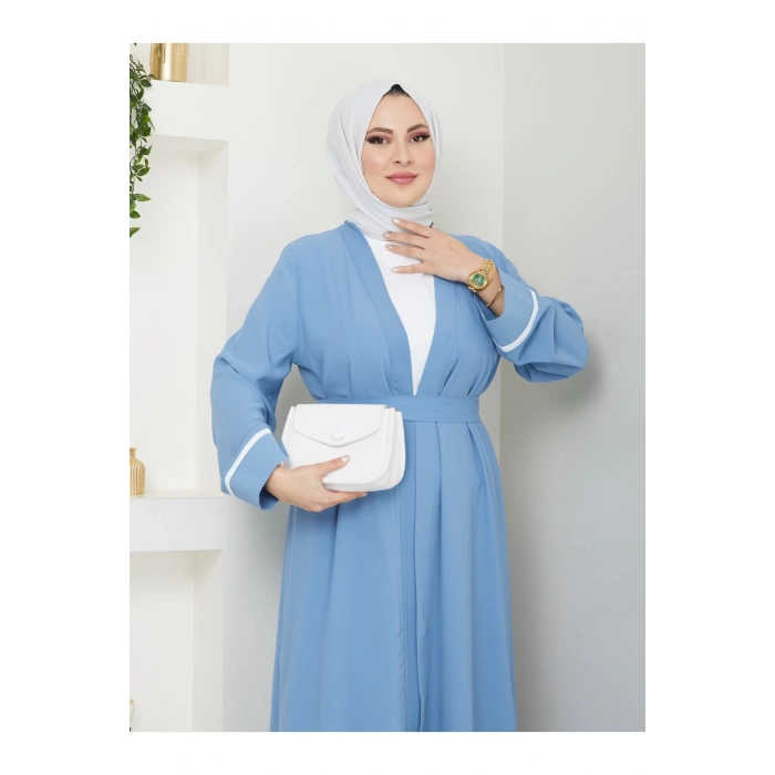 KADIN TESETTÜR ELBİSE İKİLİ ABAYA TAKIM MAVİ