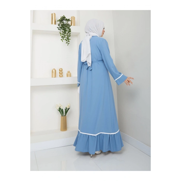 KADIN TESETTÜR ELBİSE İKİLİ ABAYA TAKIM MAVİ