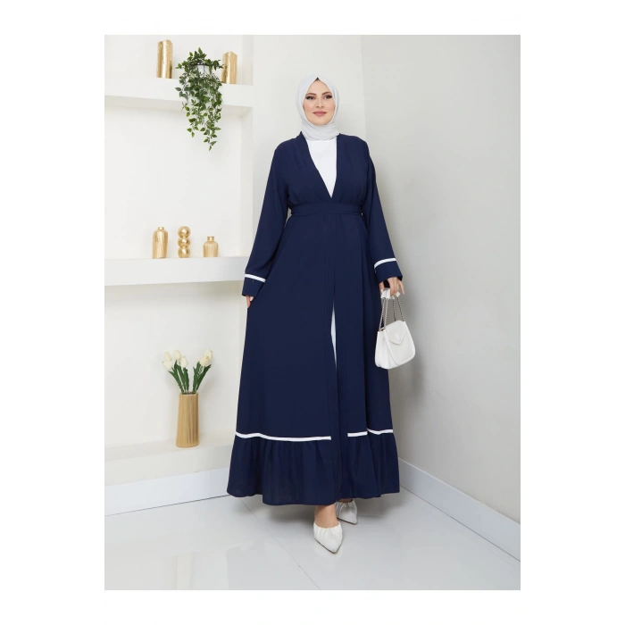 Kadin Tesettür Elbi̇se İki̇li̇ Abaya Takim Laci̇vert
