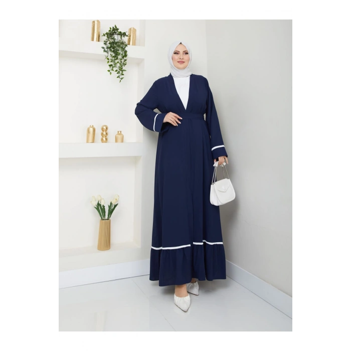 Kadin Tesettür Elbi̇se İki̇li̇ Abaya Takim Laci̇vert