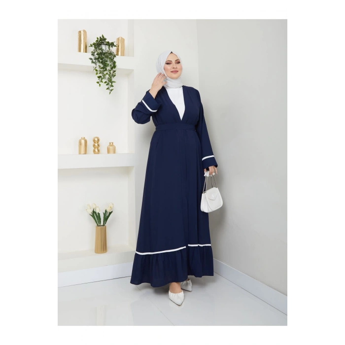 Kadin Tesettür Elbi̇se İki̇li̇ Abaya Takim Laci̇vert