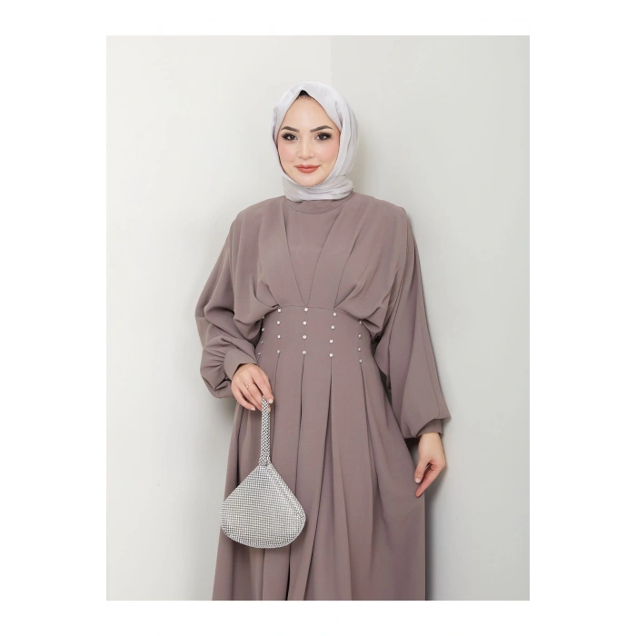 KADIN TESETTÜR TAŞLİ ELBİSE TAŞ