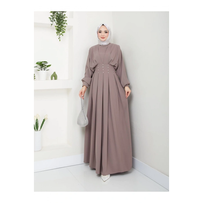 KADIN TESETTÜR TAŞLİ ELBİSE TAŞ