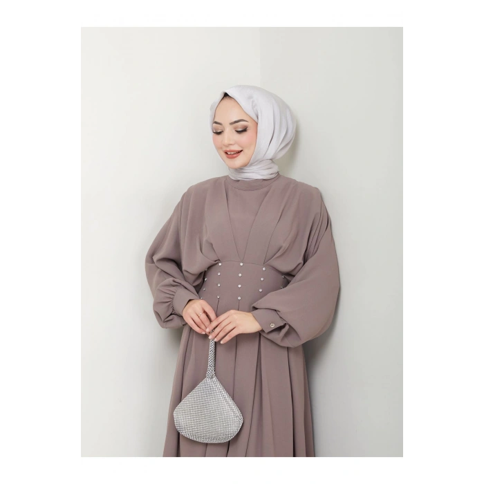 KADIN TESETTÜR TAŞLİ ELBİSE TAŞ