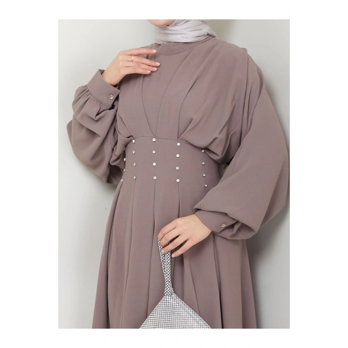 KADIN TESETTÜR TAŞLİ ELBİSE TAŞ