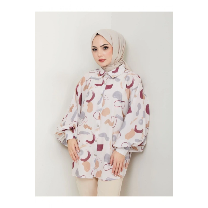 Desenli̇ Jesi̇ca Gömlek Standert Beden Uzun Kol 2504 Bordo