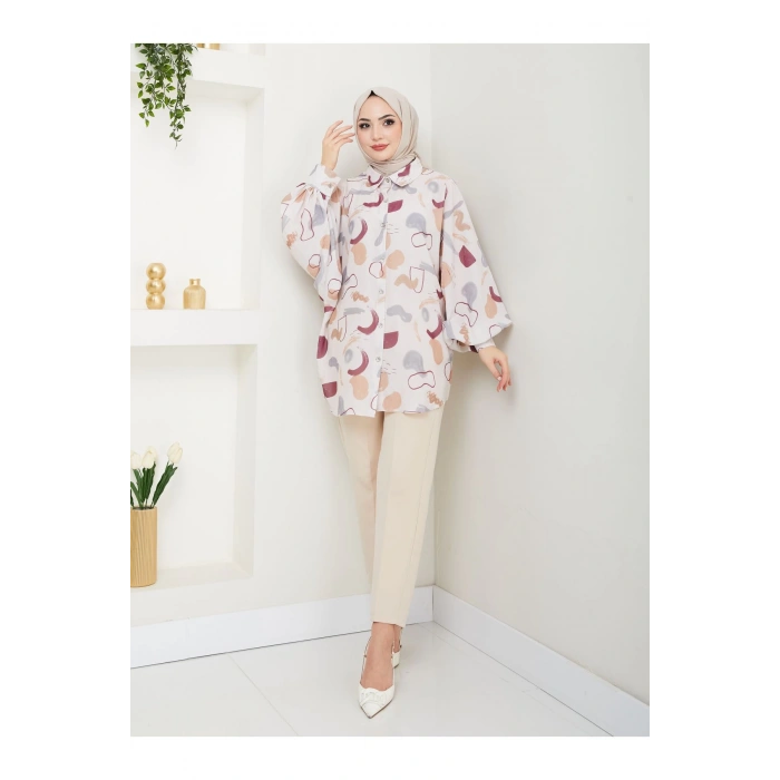 Desenli̇ Jesi̇ca Gömlek Standert Beden Uzun Kol 2504 Bordo